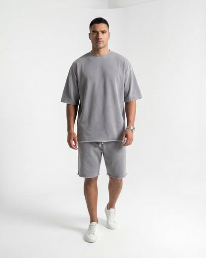 Monaco Oversize Shorts Set - Light Grey