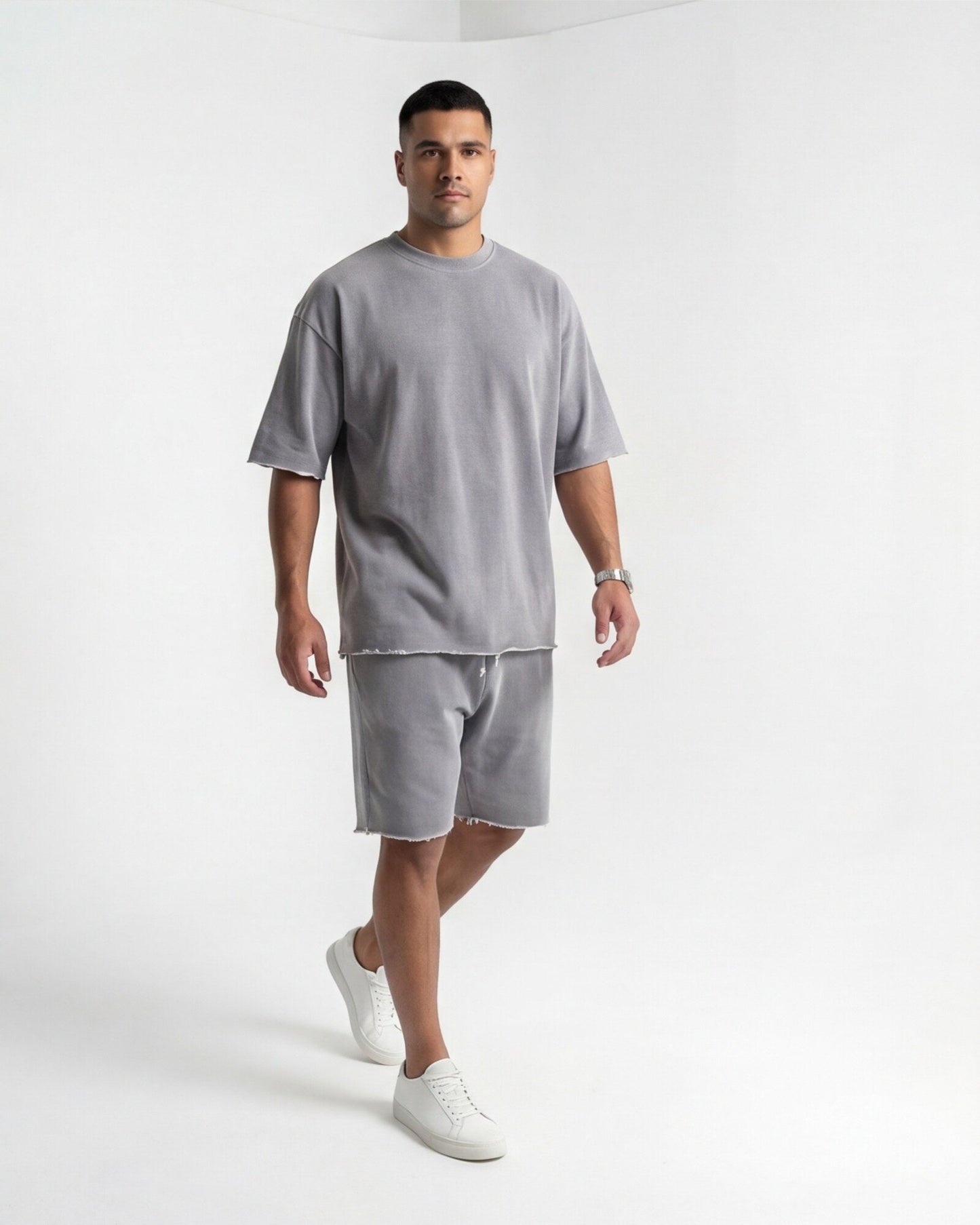 Monaco Oversize Shorts Set - Light Grey