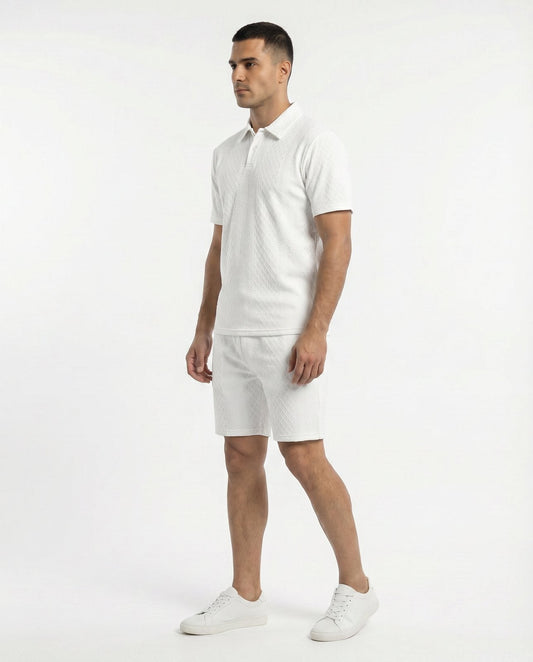 Riviera Polo & Shorts Set - White