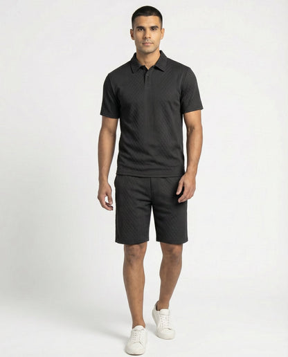 Riviera Polo & Shorts Set - Black