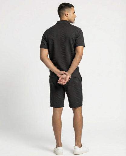 Riviera Polo & Shorts Set - Black