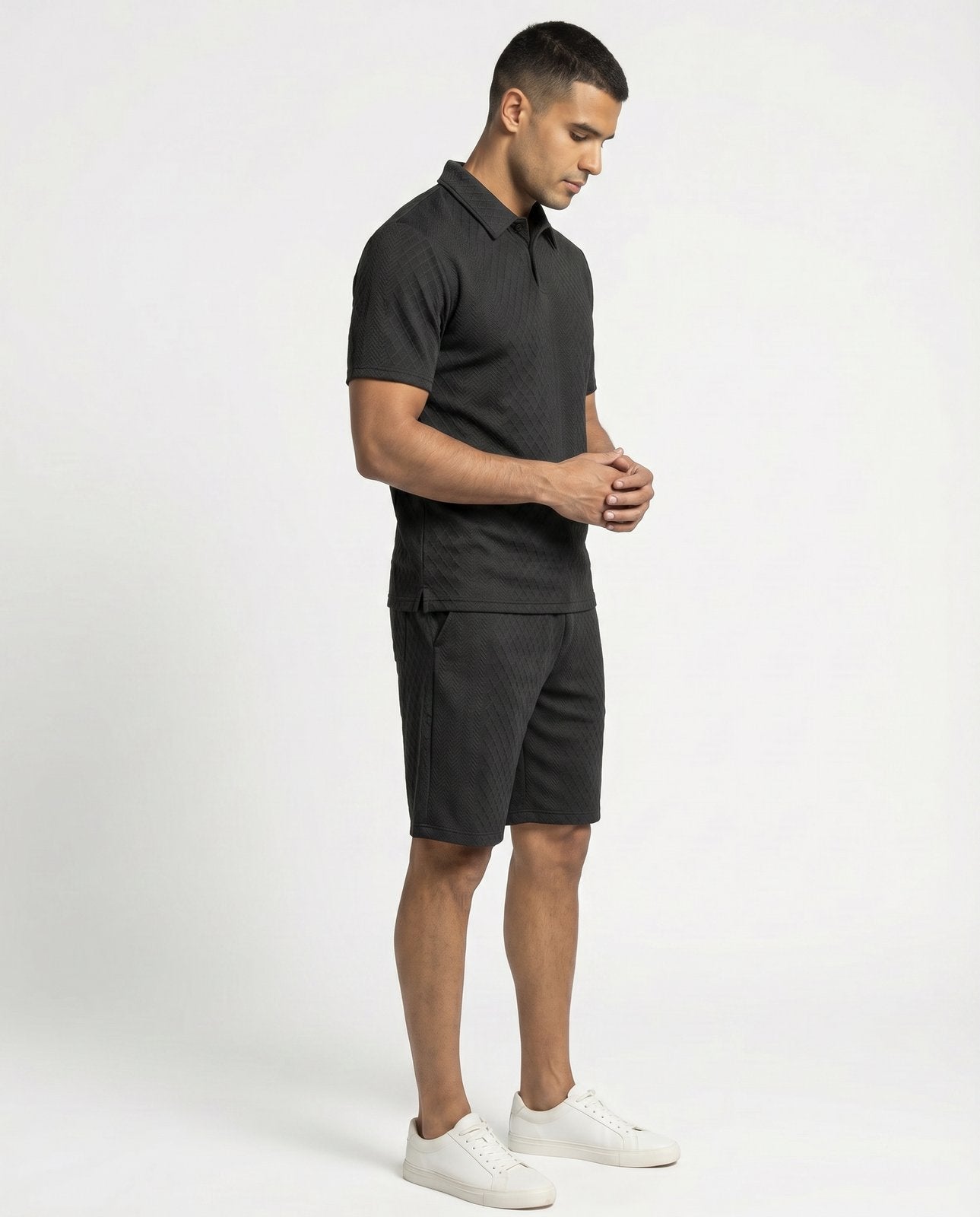 Riviera Polo & Shorts Set - Black