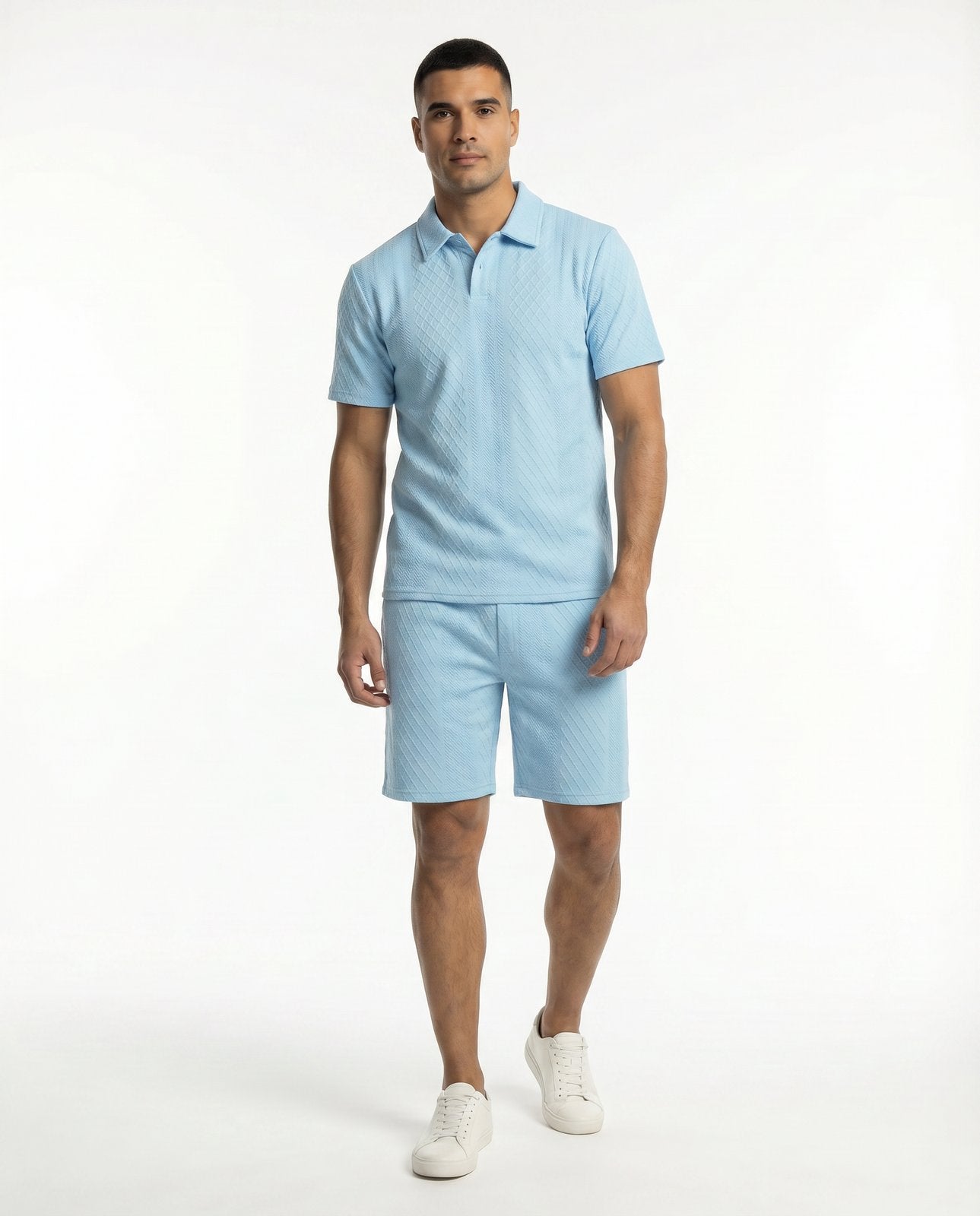 Riviera Polo & Shorts Set - Light Blue