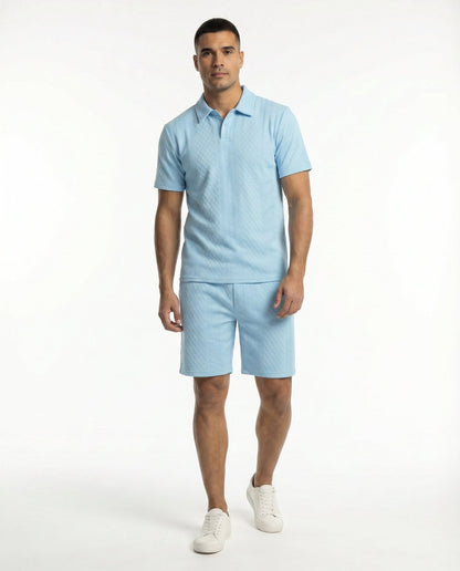 Riviera Polo & Shorts Set - Light Blue