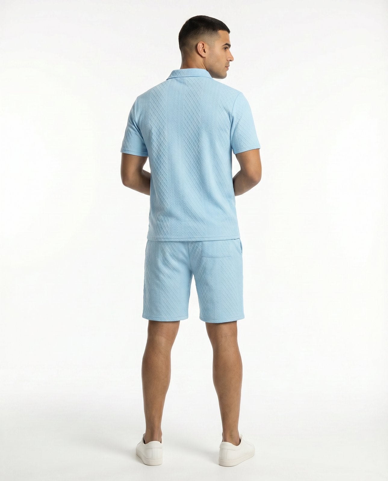 Riviera Polo & Shorts Set - Light Blue