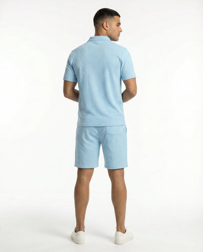 Riviera Polo & Shorts Set - Light Blue