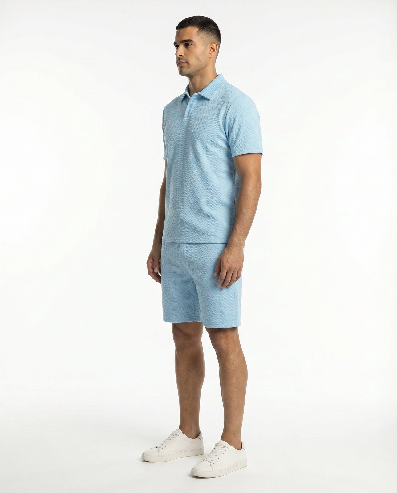 Riviera Polo & Shorts Set - Light Blue