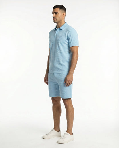 Riviera Polo & Shorts Set - Light Blue