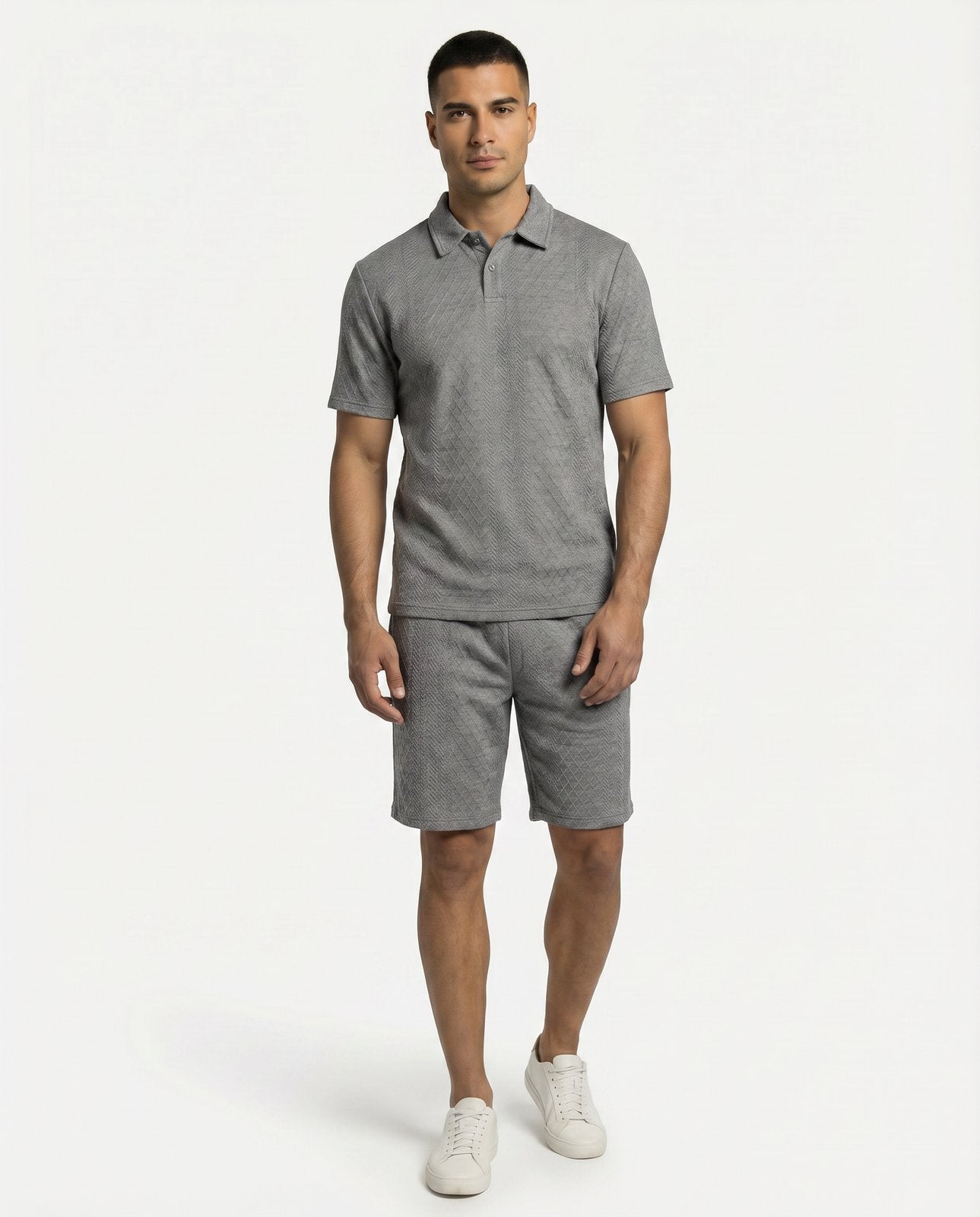Riviera Polo & Shorts Set - Heather Gray
