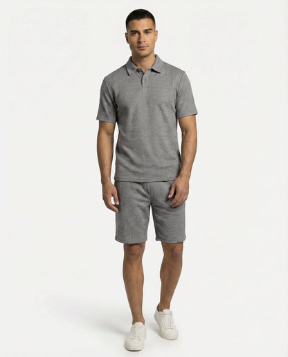 Riviera Polo & Shorts Set - Heather Gray