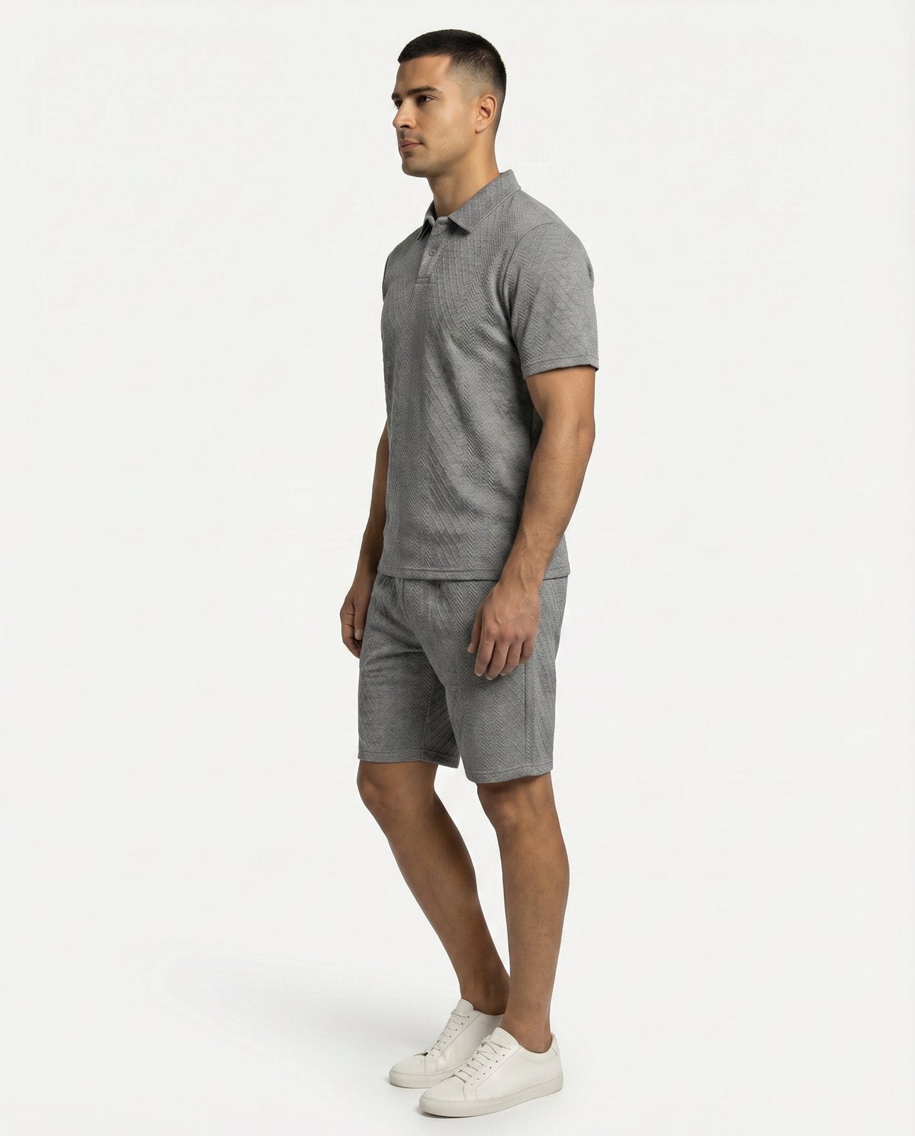 Riviera Polo & Shorts Set - Heather Gray